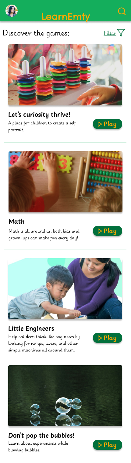 Screnshoot of the app gamelist of the project.