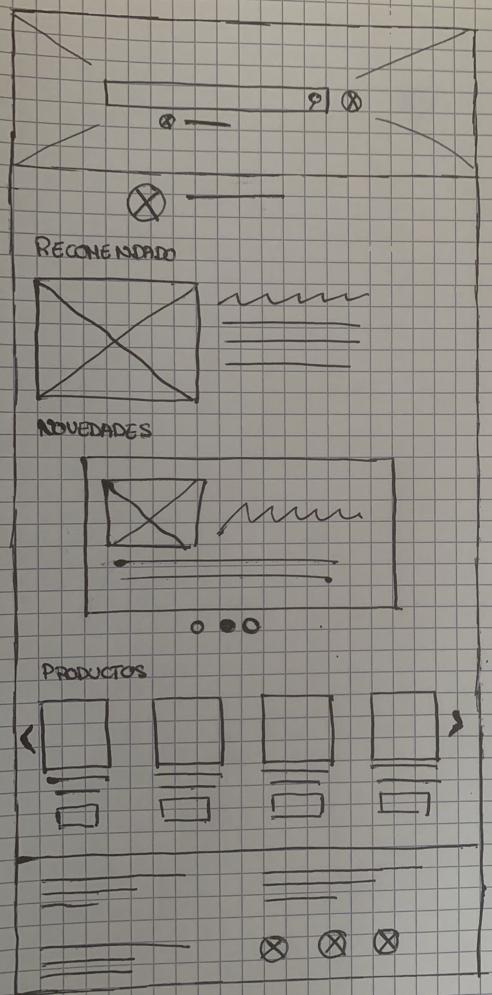 Tablet homepage wireframe