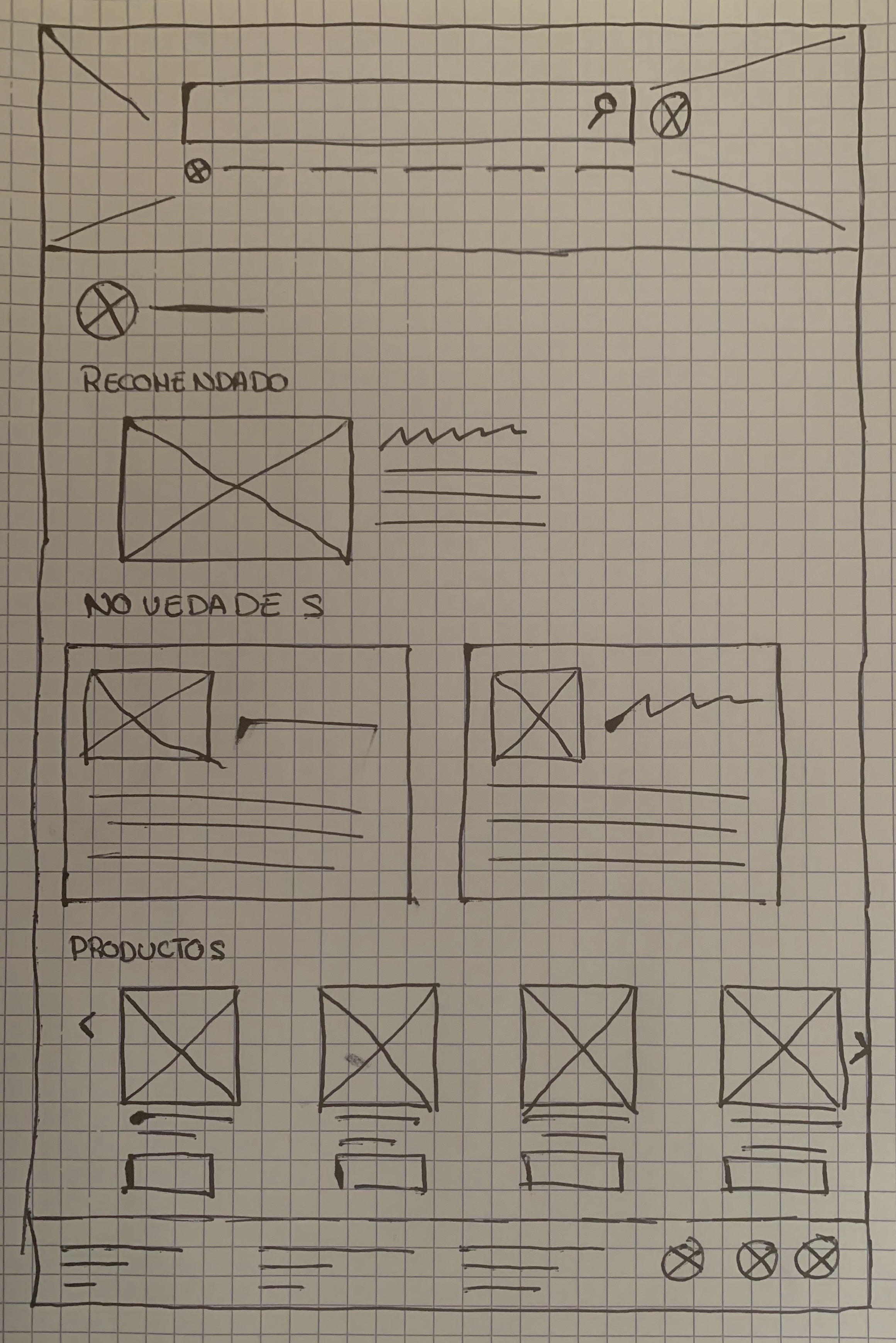 Desktop homepage wireframe