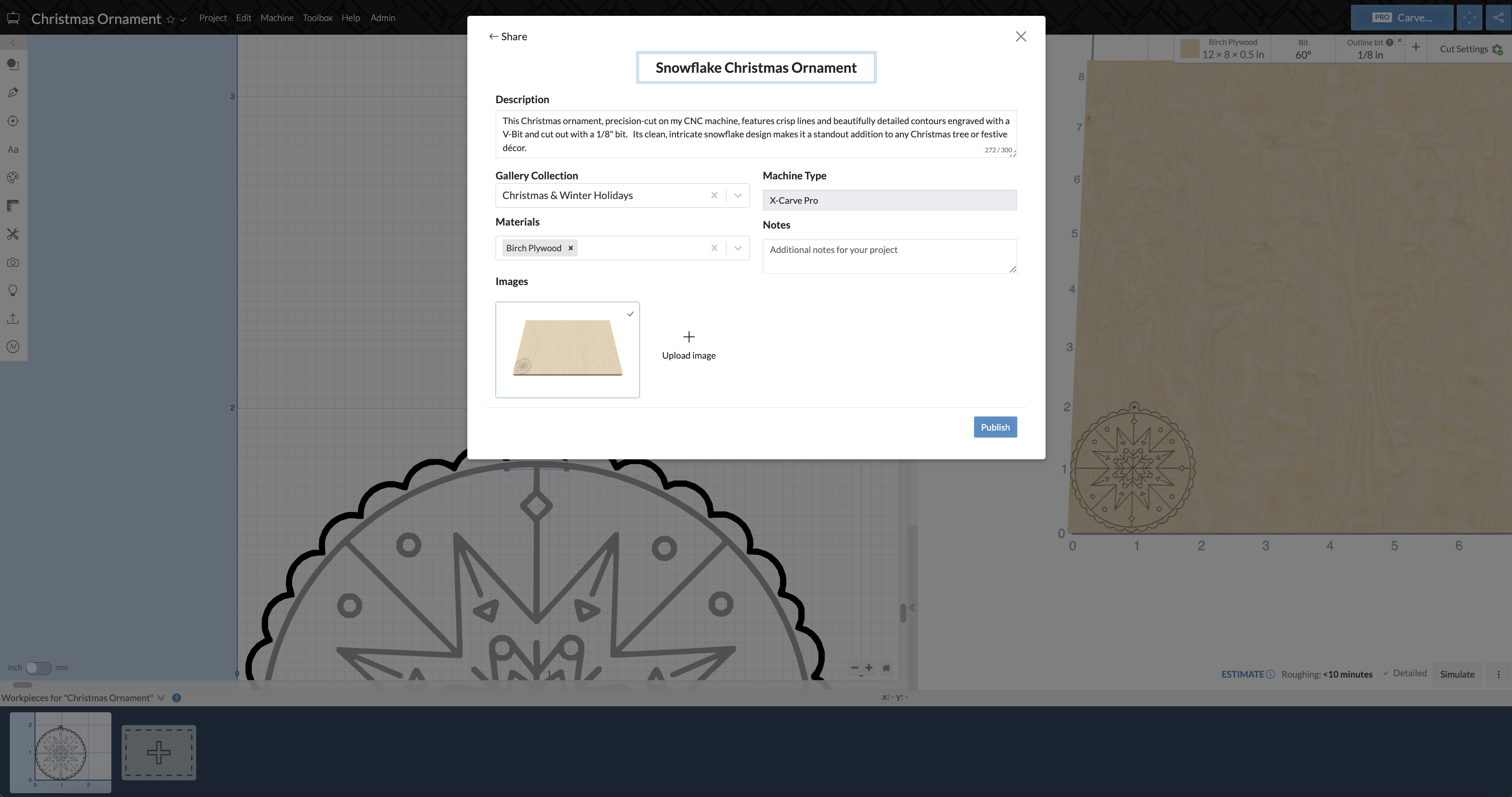 A Snowflake Christmas Ornament project in Easel.