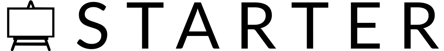Easel Starter logo with black text on a light blue background.