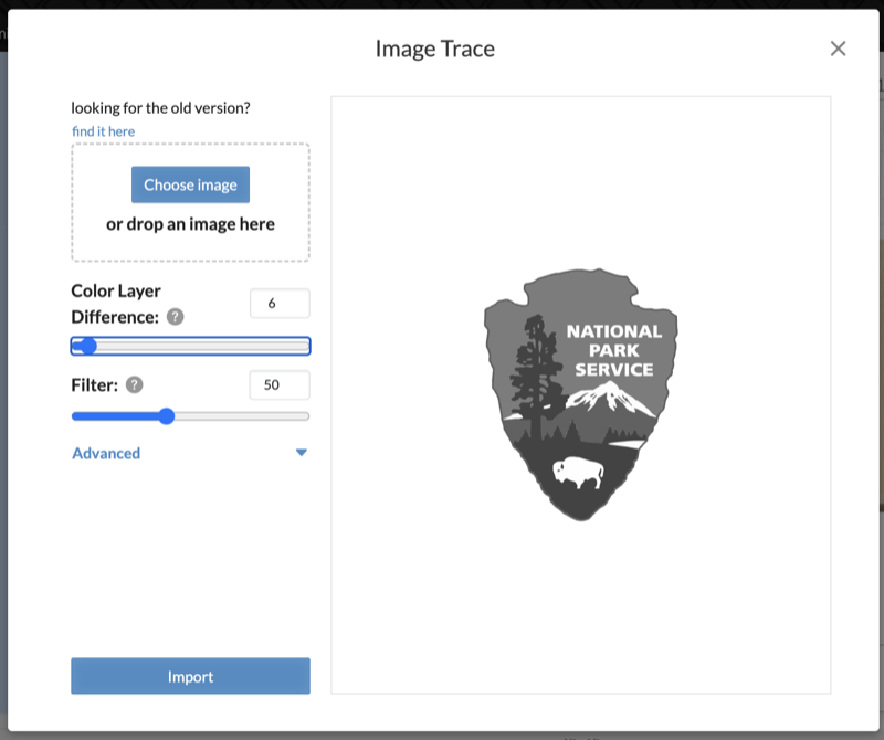 Easel image trace converting a photo into vectors
