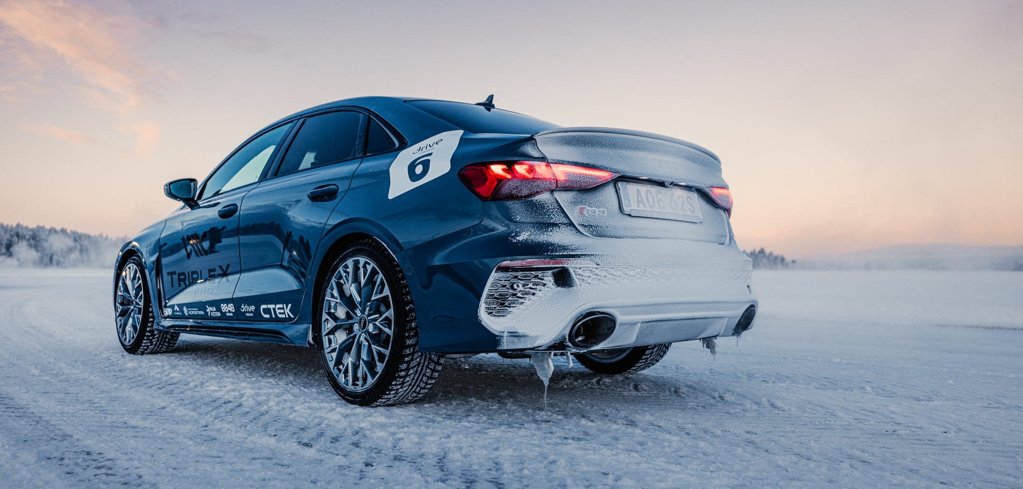 Worldwide unique Audi RS3 in Swedens icy landscape ready for ice drifts