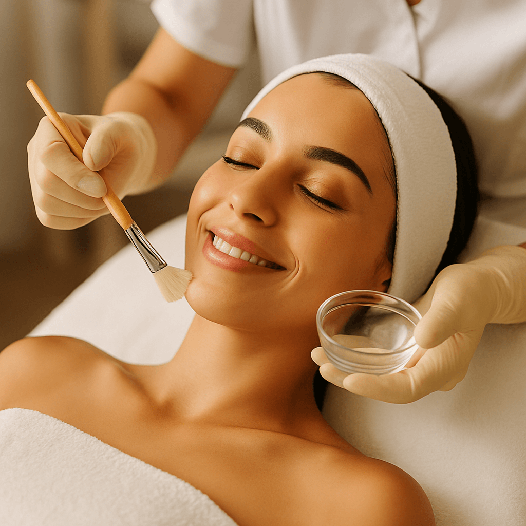 Woman receiving a derma peel in Ocala, FL at Glow and Grace Aesthetics