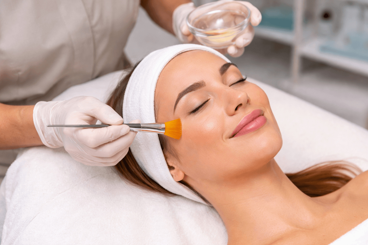 Patient receiving derma peel treatment in Crystal River, Florida, for brighter, smoother skin