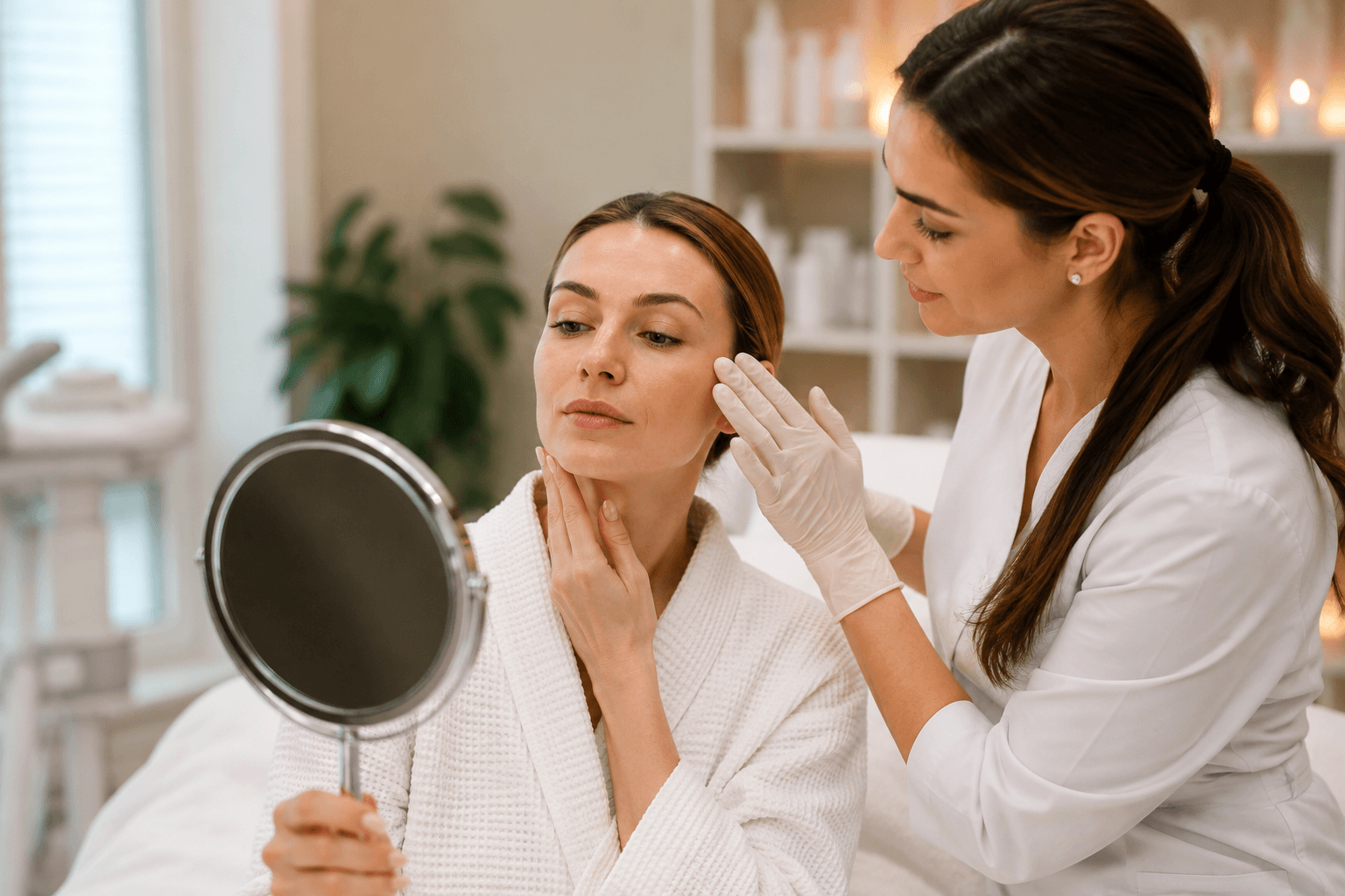 Client receiving anti-aging skin treatment at Glow and Grace Aesthetics Medspa in Crystal River, Florida