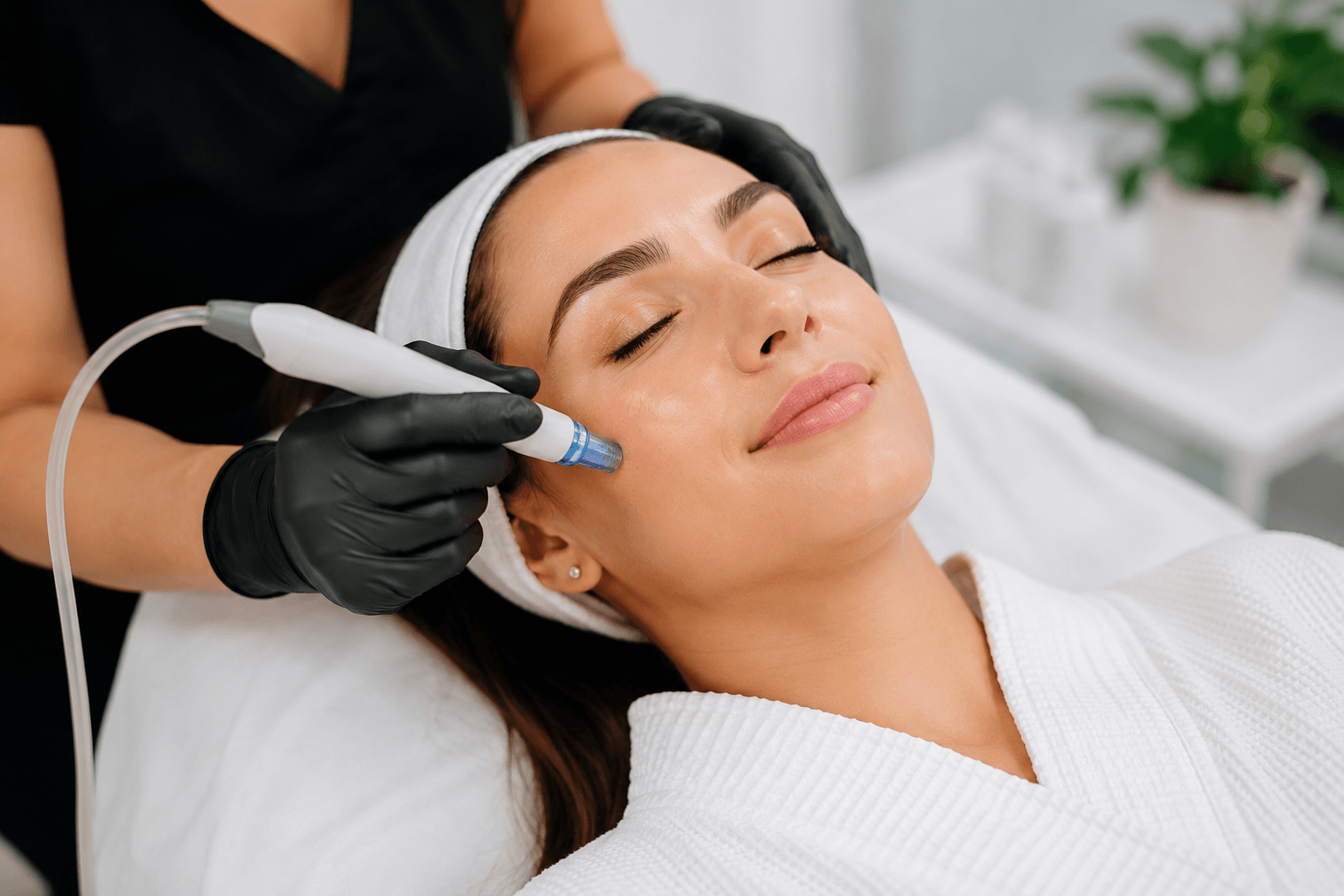 Client receiving skin resurfacing treatment in Ocala, Florida to improve skin texture and reduce acne scars