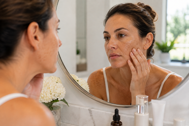 Woman receiving a derma peel treatment for sun damage at a Crystal River, Florida med spa