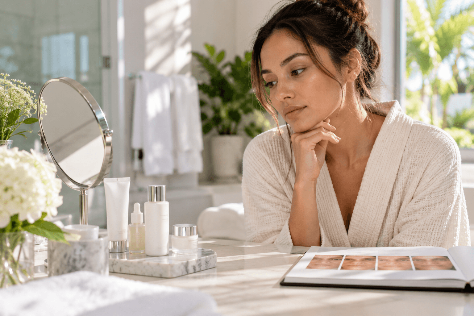 Esthetician consulting with a client at an aesthetic clinic in Crystal River, Florida