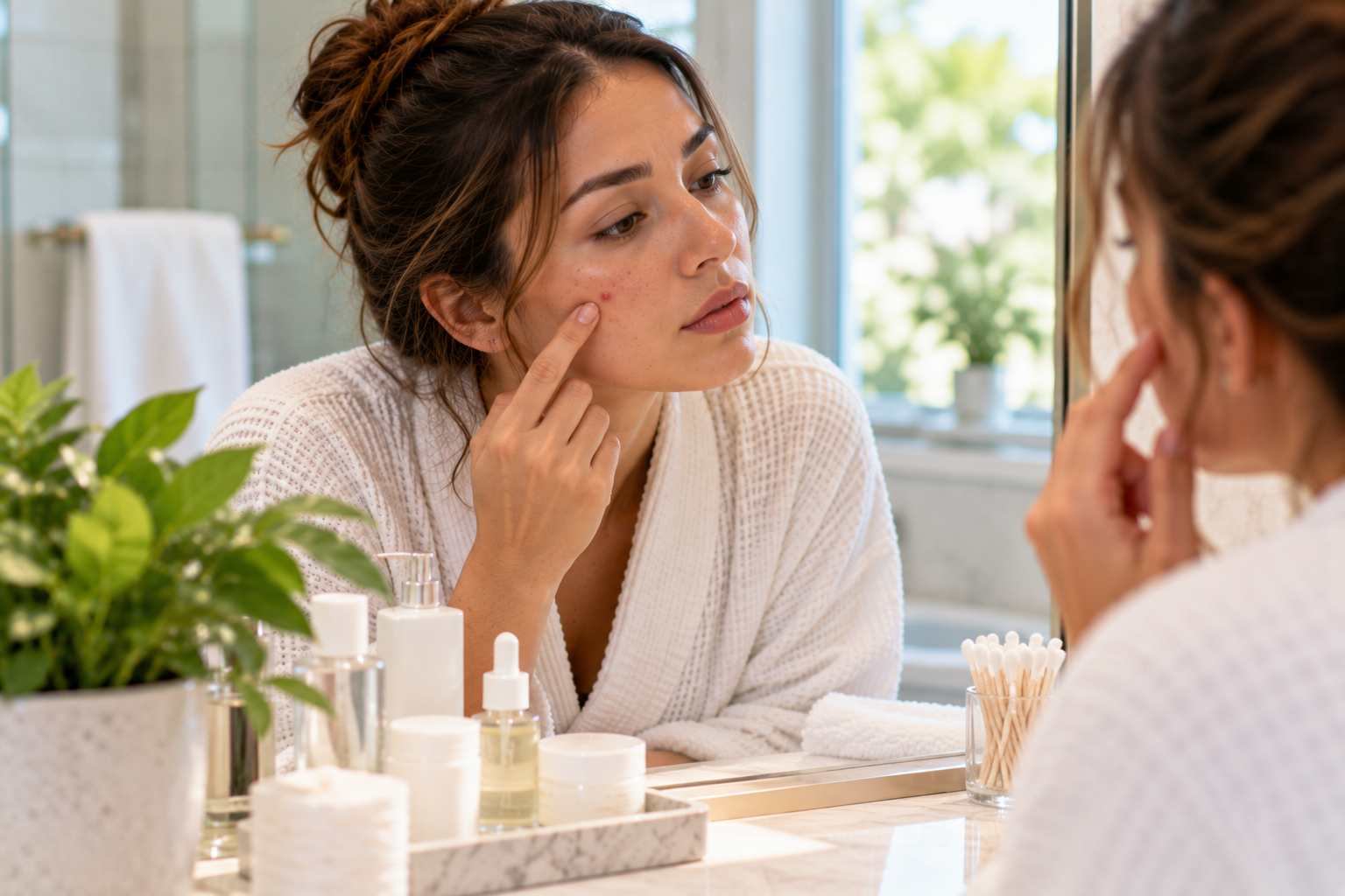 Esthetician performing a gentle pimple treatment facial on a young client in Ocala, Florida