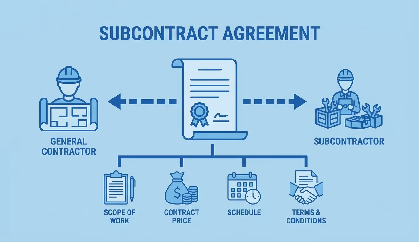 Subcontract definition, Subcontract in construction, what is Subcontract, Subcontract meaning, Subcontract glossary
