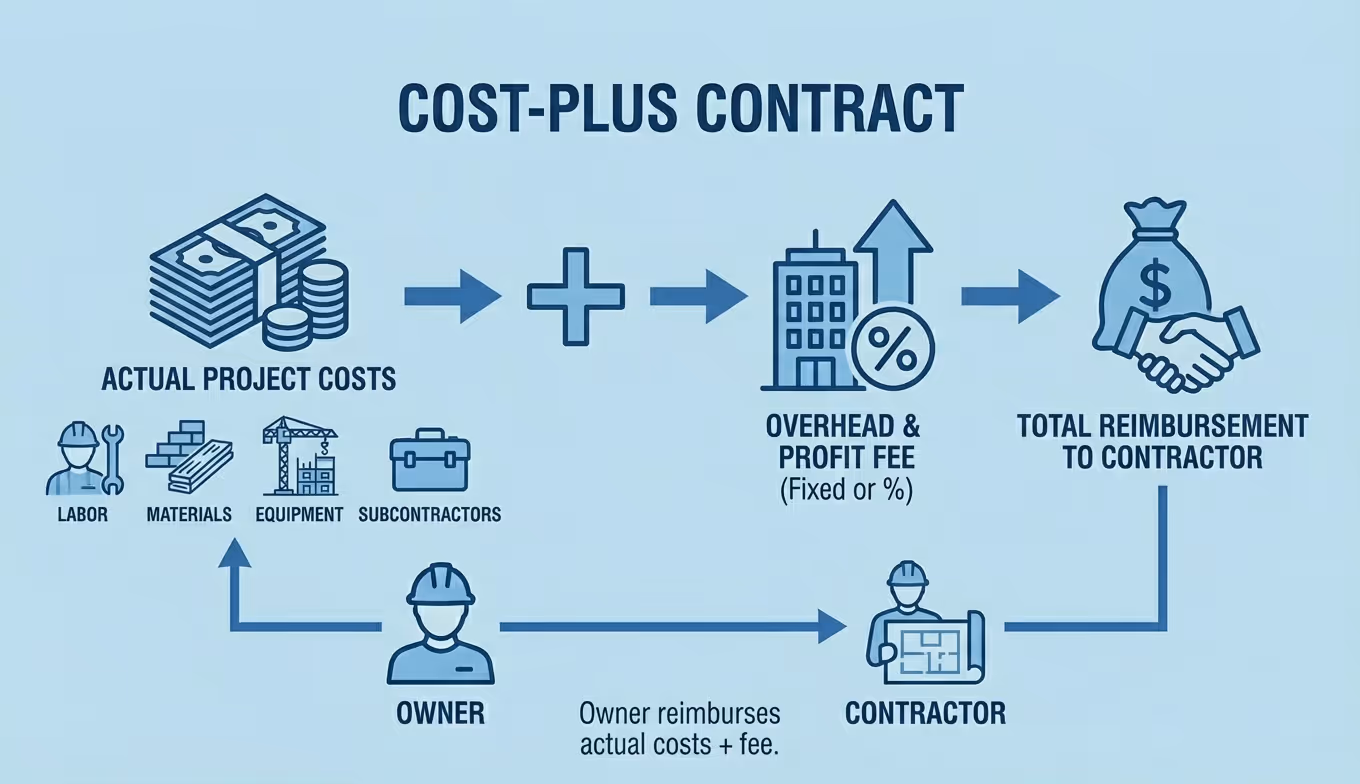 Cost-Plus Contract definition, Cost-Plus Contract in construction, what is Cost-Plus Contract, Cost-Plus Contract meaning, Cost-Plus Contract glossary