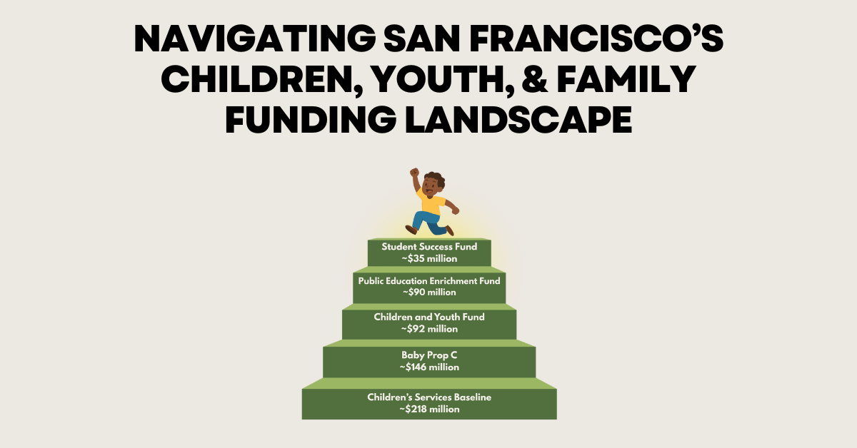 Child running up stairs that represent the different funds for children, youth, and families in San Francisco