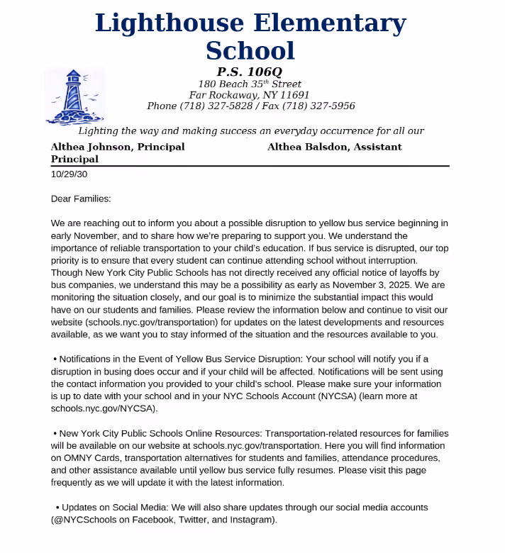 Bus Disruption Notice 1