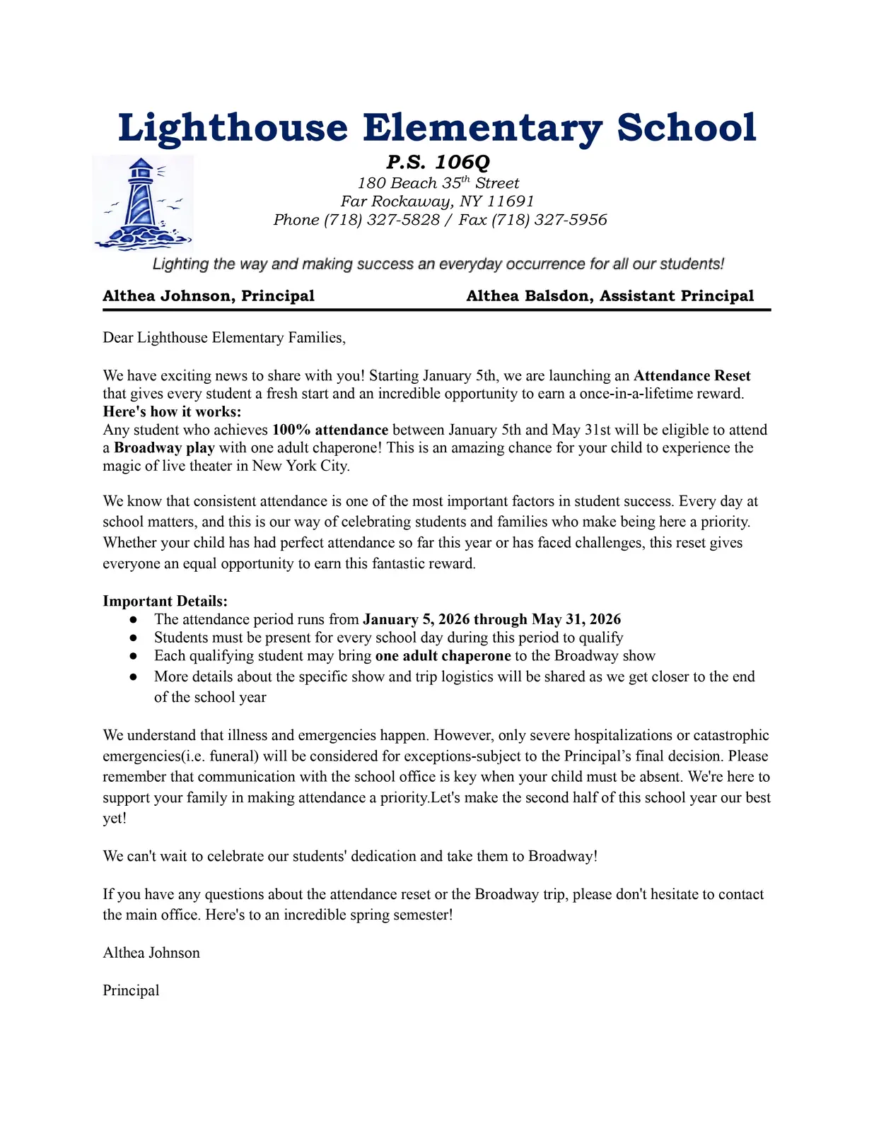 EOY Family letter