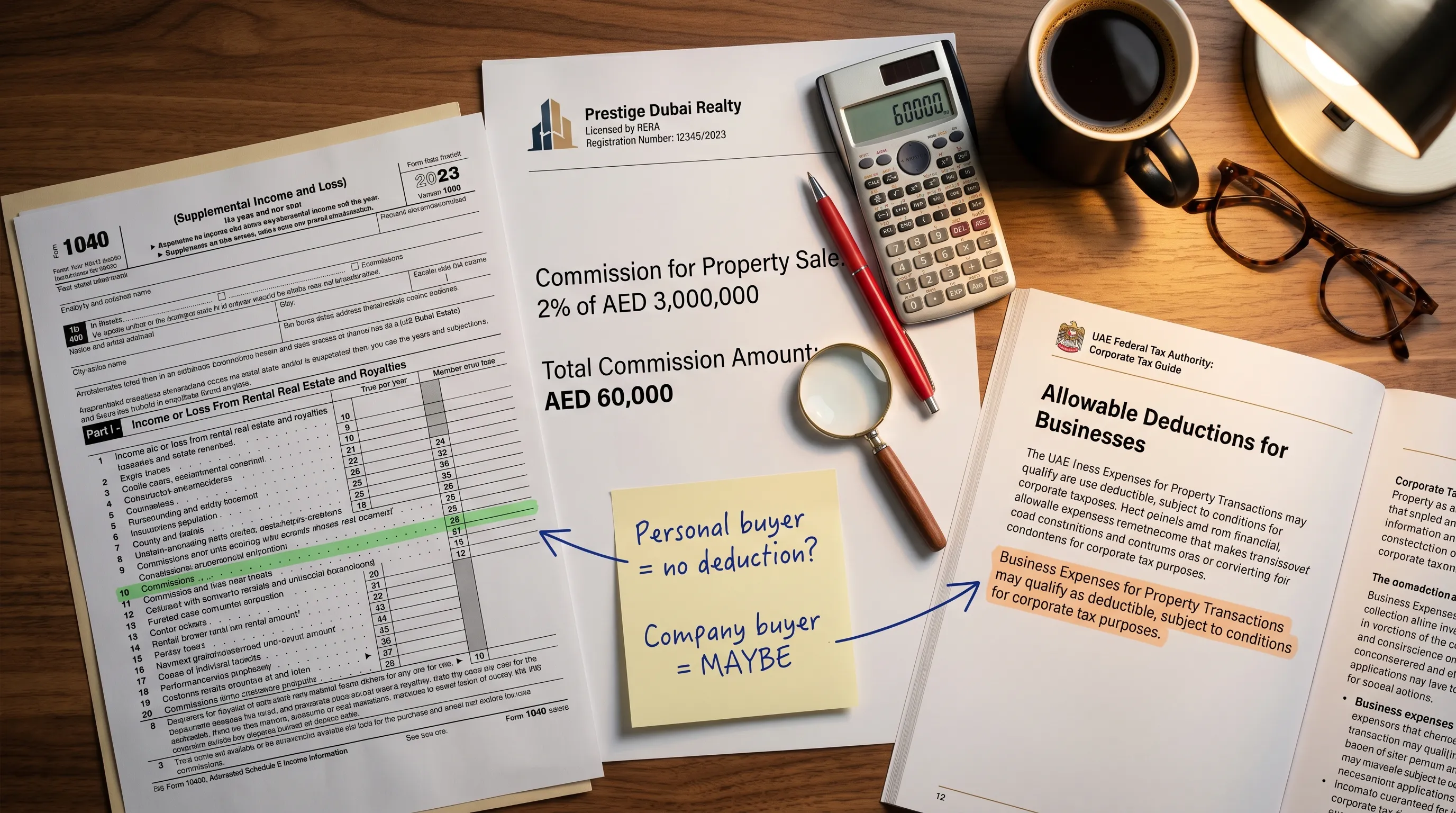real estate agent commissions tax deductible UAE