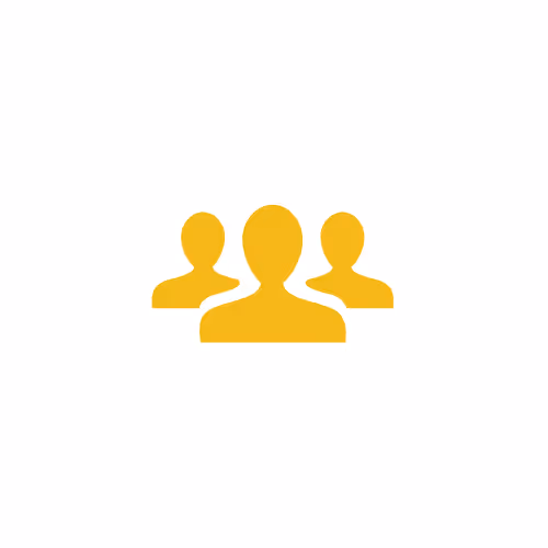 Yellow icon with three silhouettes.