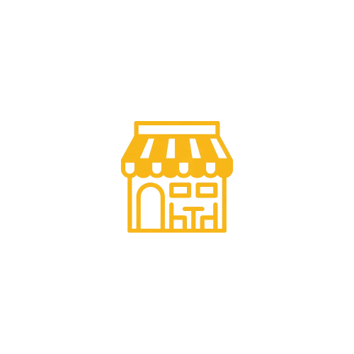 Yellow icon with a house.