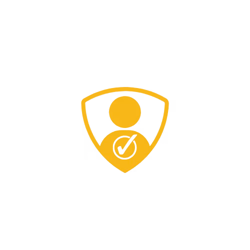Yellow icon with a person and a checkmark.