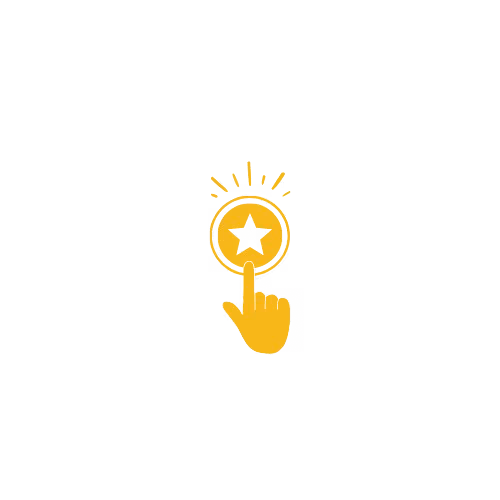 Yellow icon with a token and a hand pointing at it.