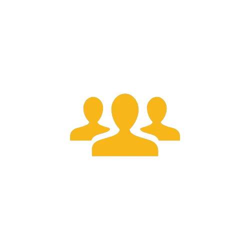 Yellow icon with three silhouettes.