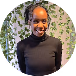 A close picture of a teacher's face.