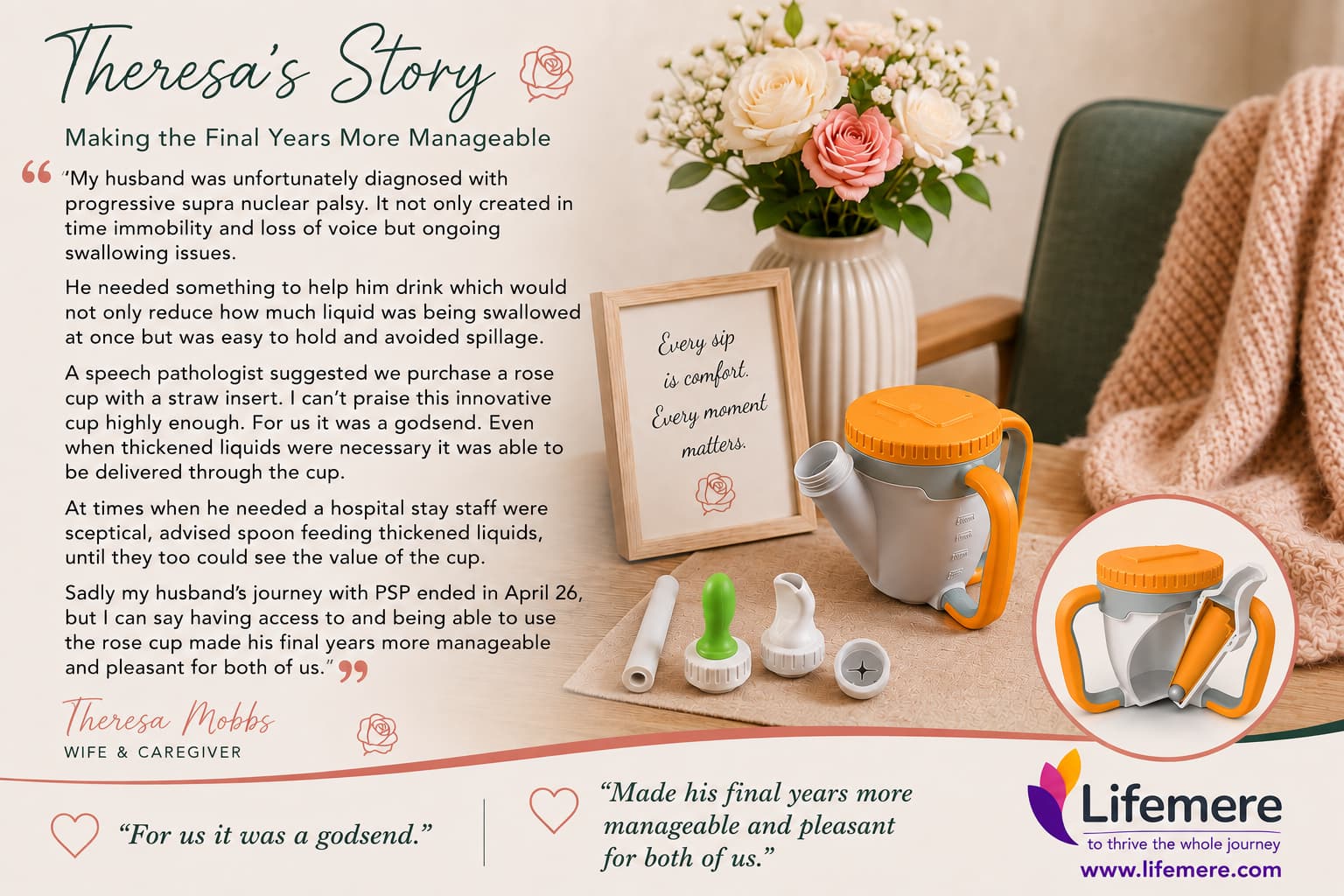 Theresa's Story and Testimonial for Lifemere's RoseCup.