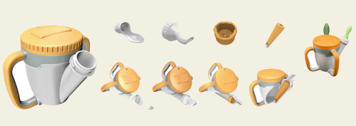 Modular parts and configurations of Lifemere's RoseCup.