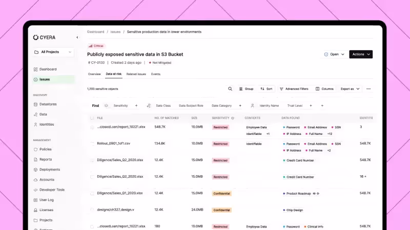 Animated illustration of data discovery and classification in an Amazon S3 bucket
