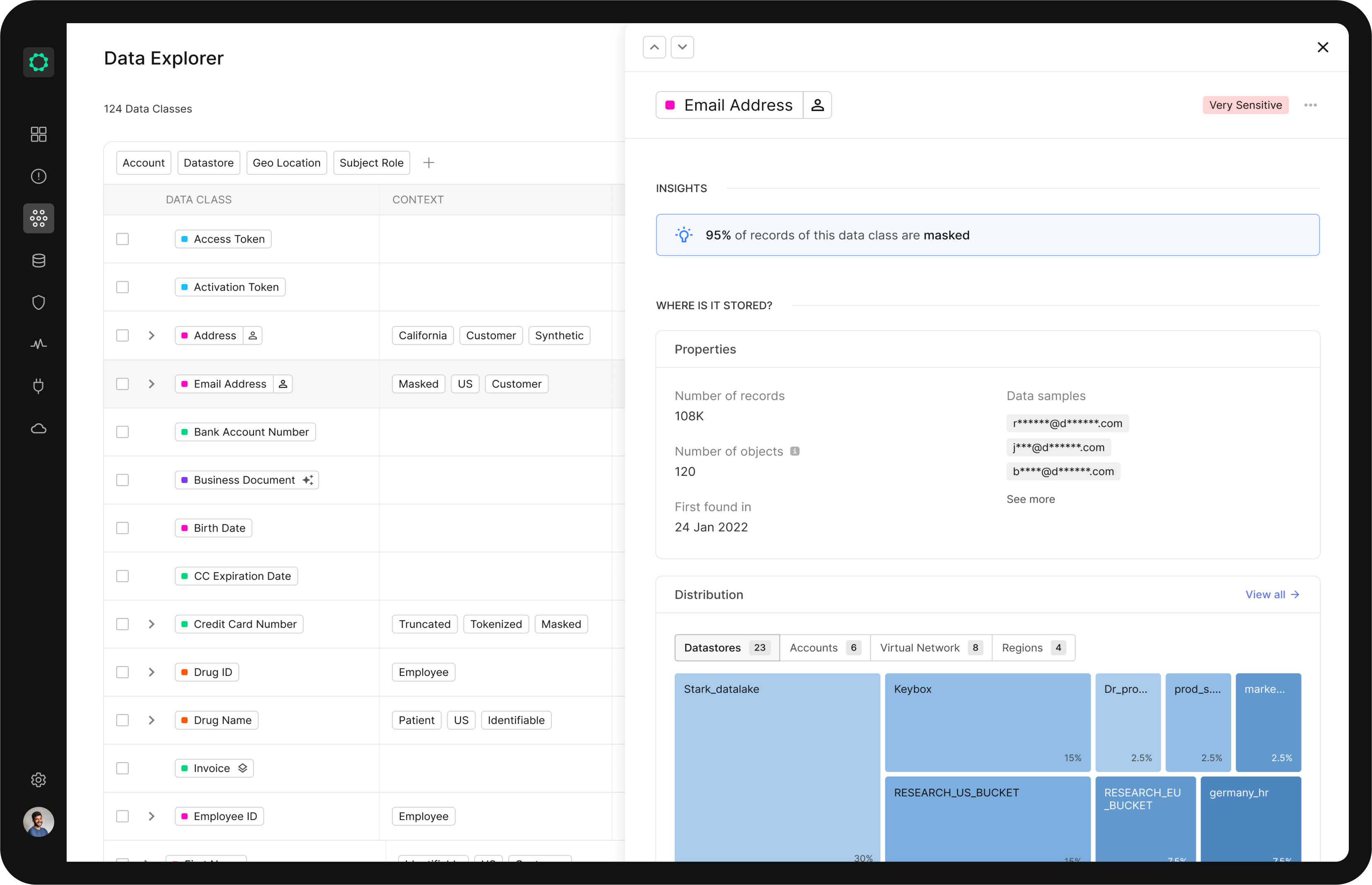 Représentation visuelle de l’outil Data Explorer de Cyera pour la visibilité des actifs cloud