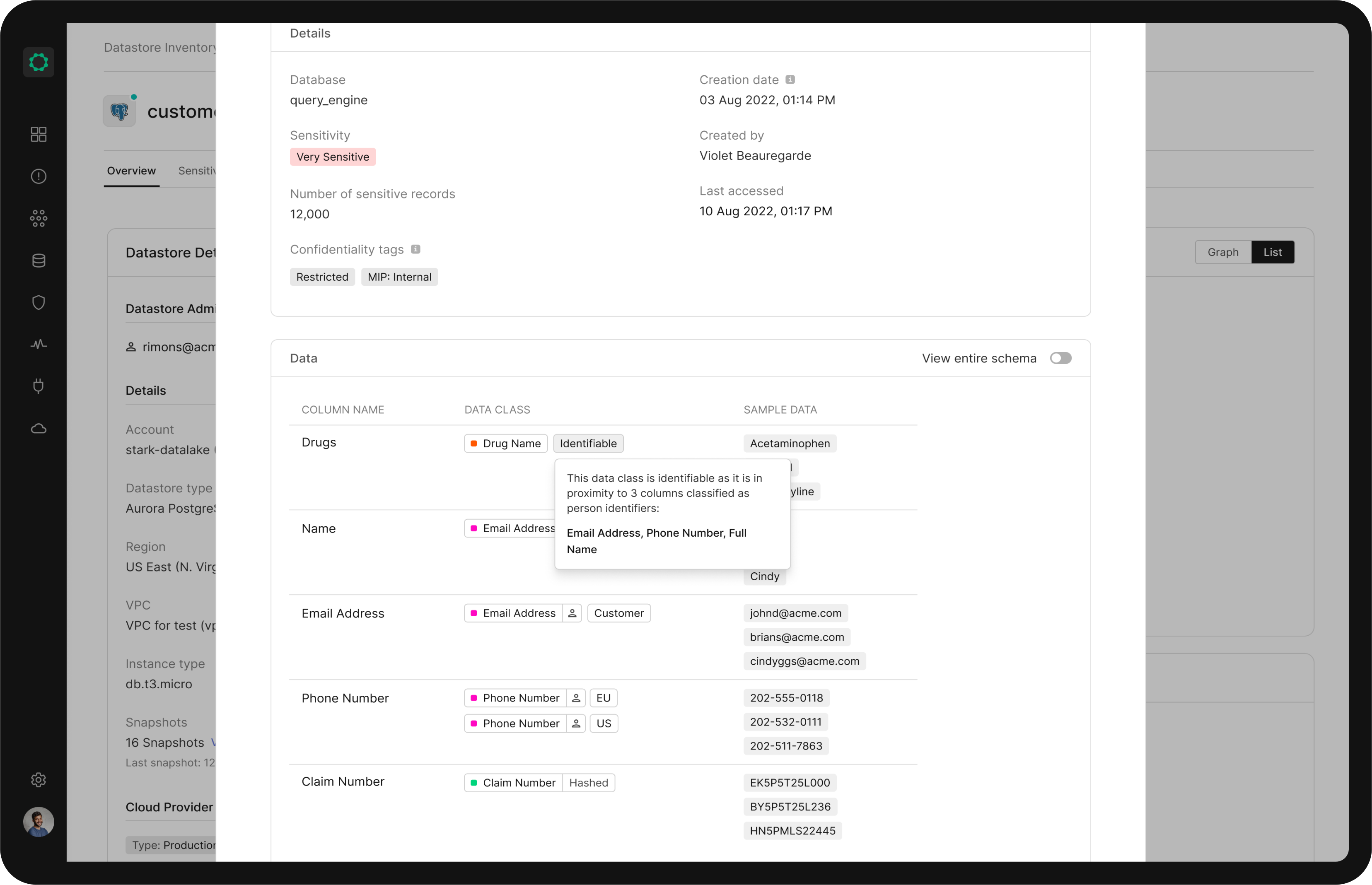 Gráfico de comunicado de prensa que muestra la detección de información de identificación personal (PII) en sistemas de datos