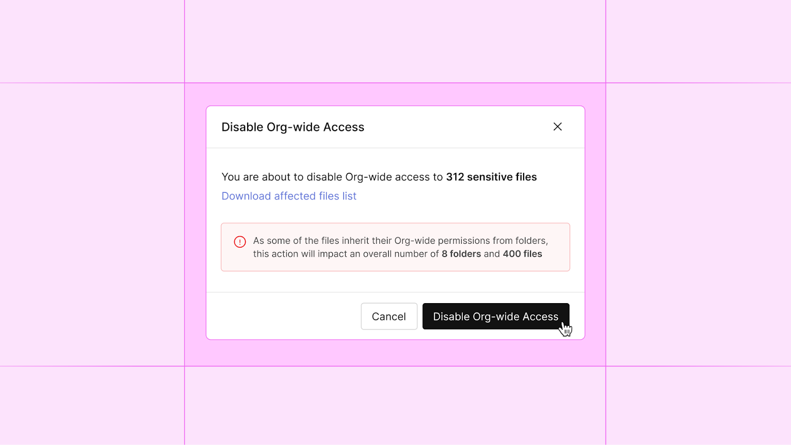 Cyera desactivar el acceso a nivel de organización