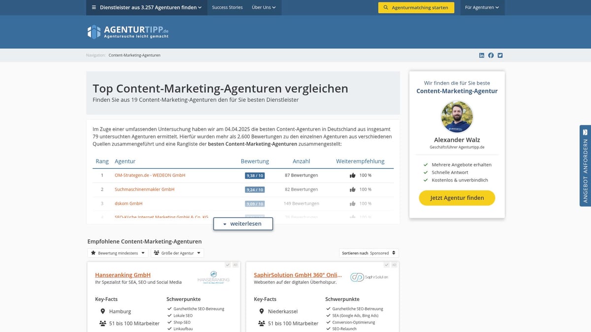 8 Content Agenturen 2026, Die Dein Marketing Transformieren - Agentur Tipp – Content Marketing Experten