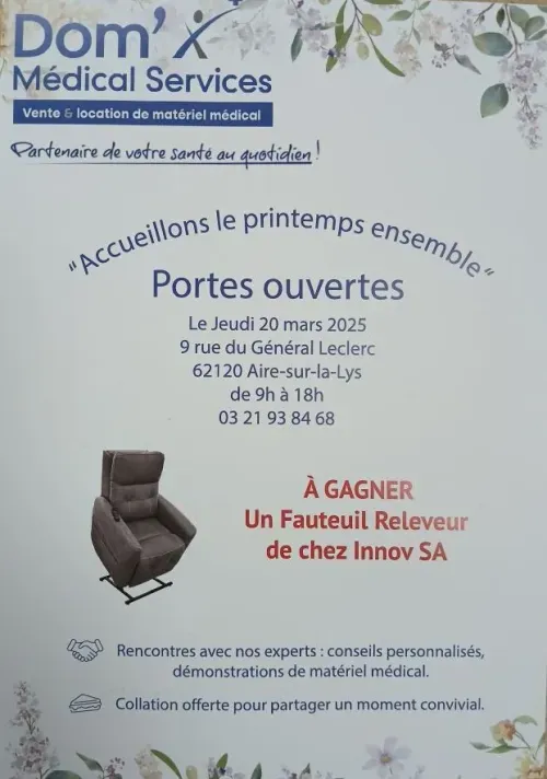 Flyers de la porte ouverte Dom'Médical Services le 20 mars 2025