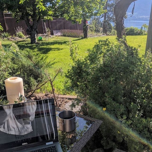 One of our team members out in beautiful British Columbia enjoying a coffee and the scenery, while hard at work.