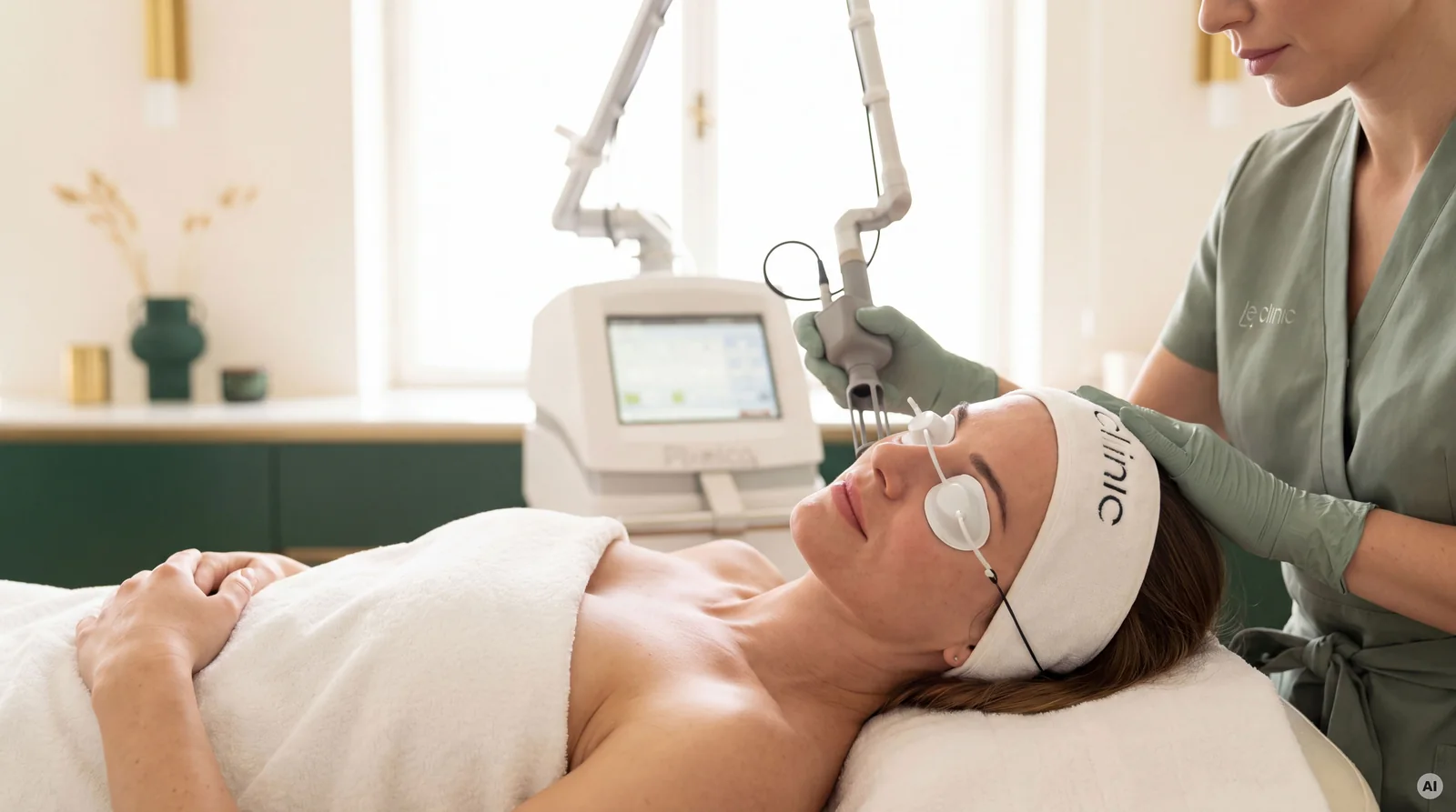 AI vizualizace ošetření pleti frakčním CO₂ laserem v LE CLINIC