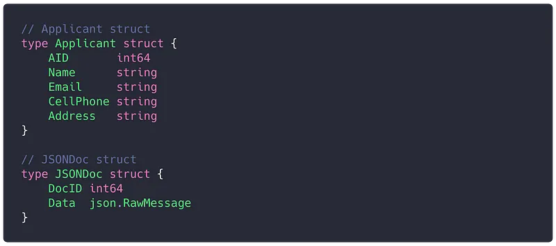 table models in Go