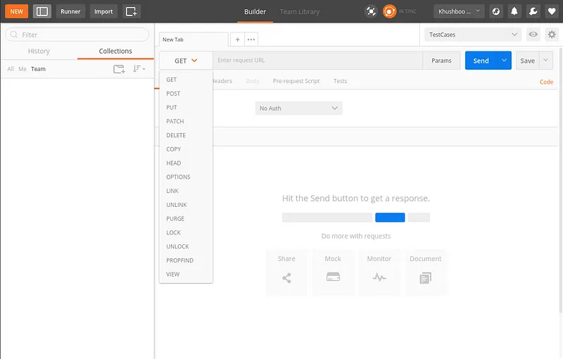 API call methods available in Postman
