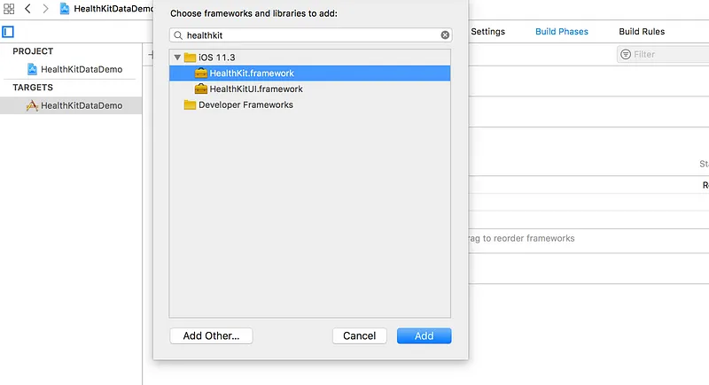 Adding HealthKit Framework