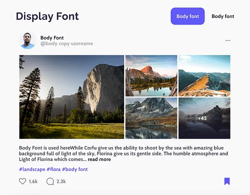 Display and body fonts in web typography