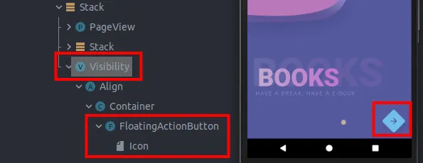 floating action button on the last onboarding screen