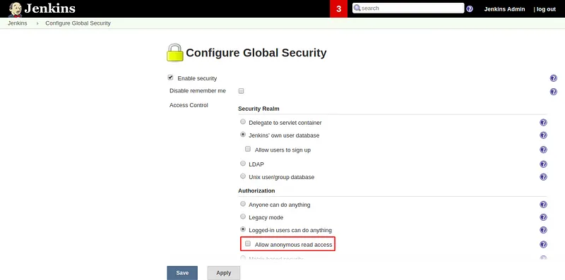 Jenkins’s Configure Global Security