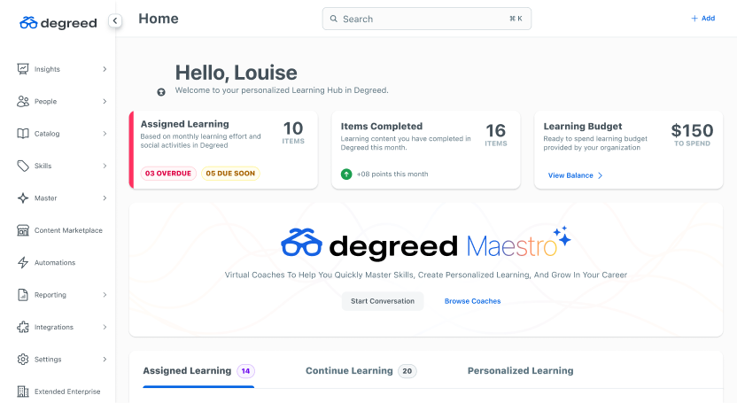 Degreed enterprise learning platform Aubergine