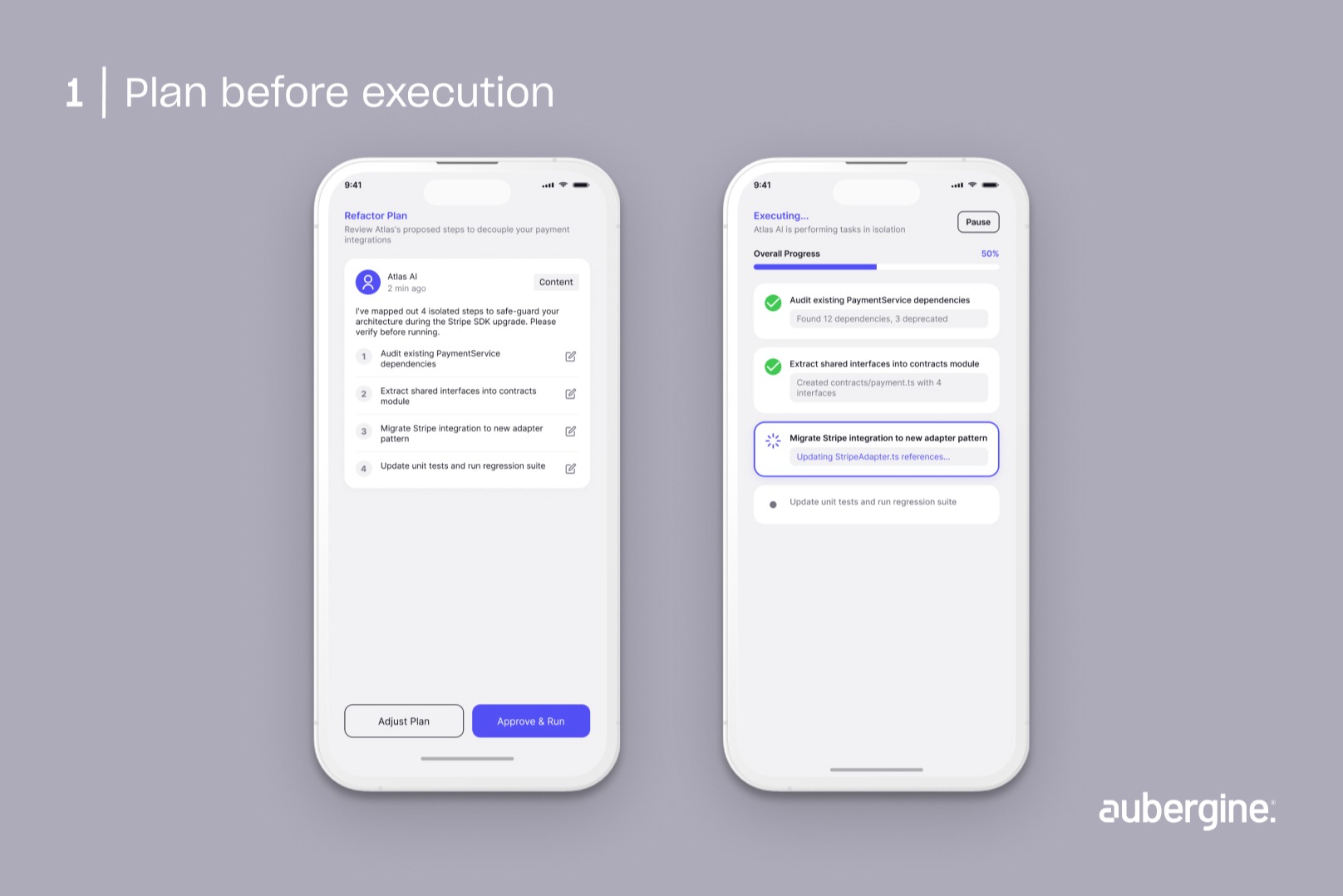 Two smartphones displaying a text plan prior to execution, highlighting communication strategies and key messages.