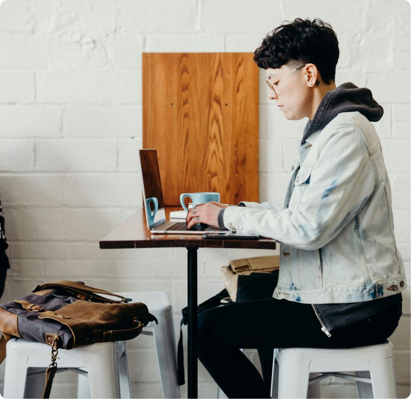 using laptop