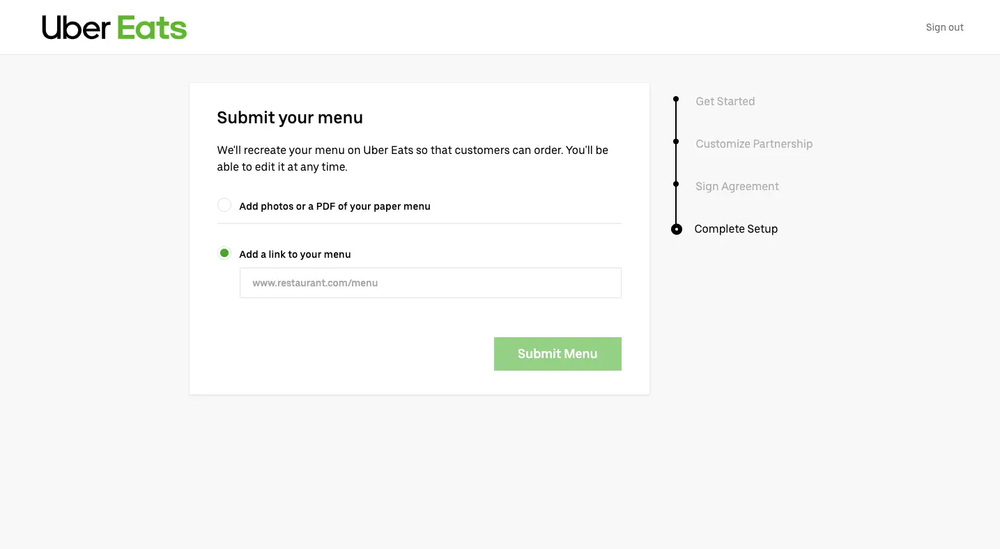 Submit Menu and Photos