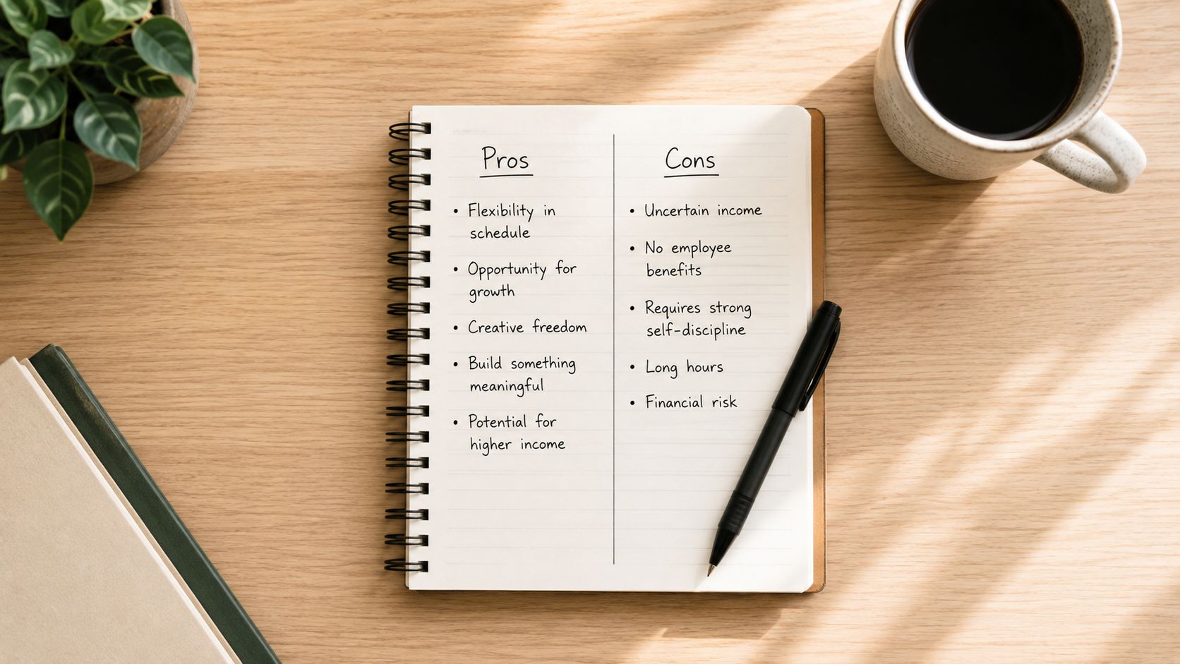 A notebook with a pros and cons list, used for the Ben Franklin close