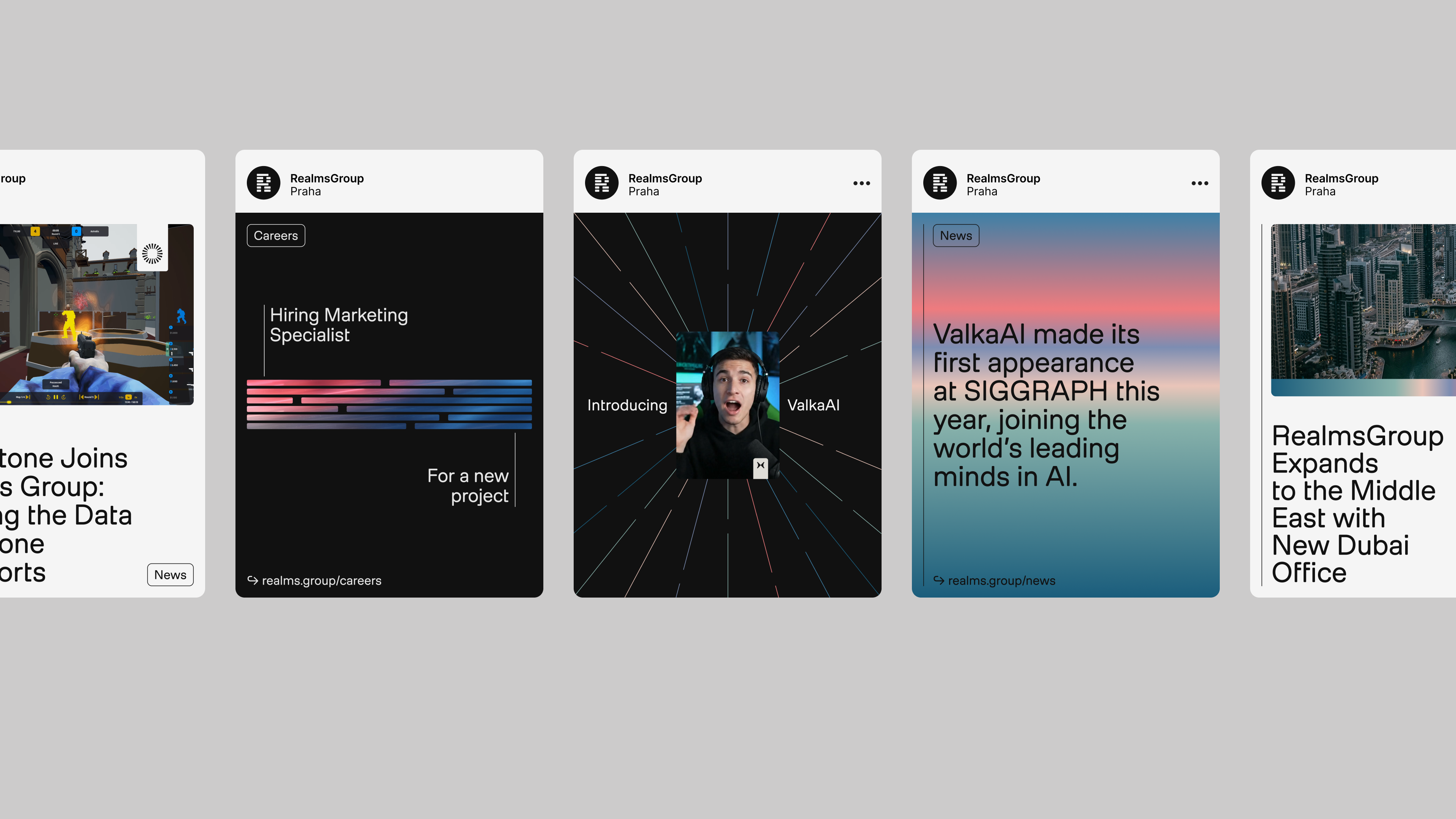 Man standing in a dark room viewing a large illuminated display wall showing AI personas including a streamer, astronaut, cartoon cat, blogger, and others with descriptive traits and roles.