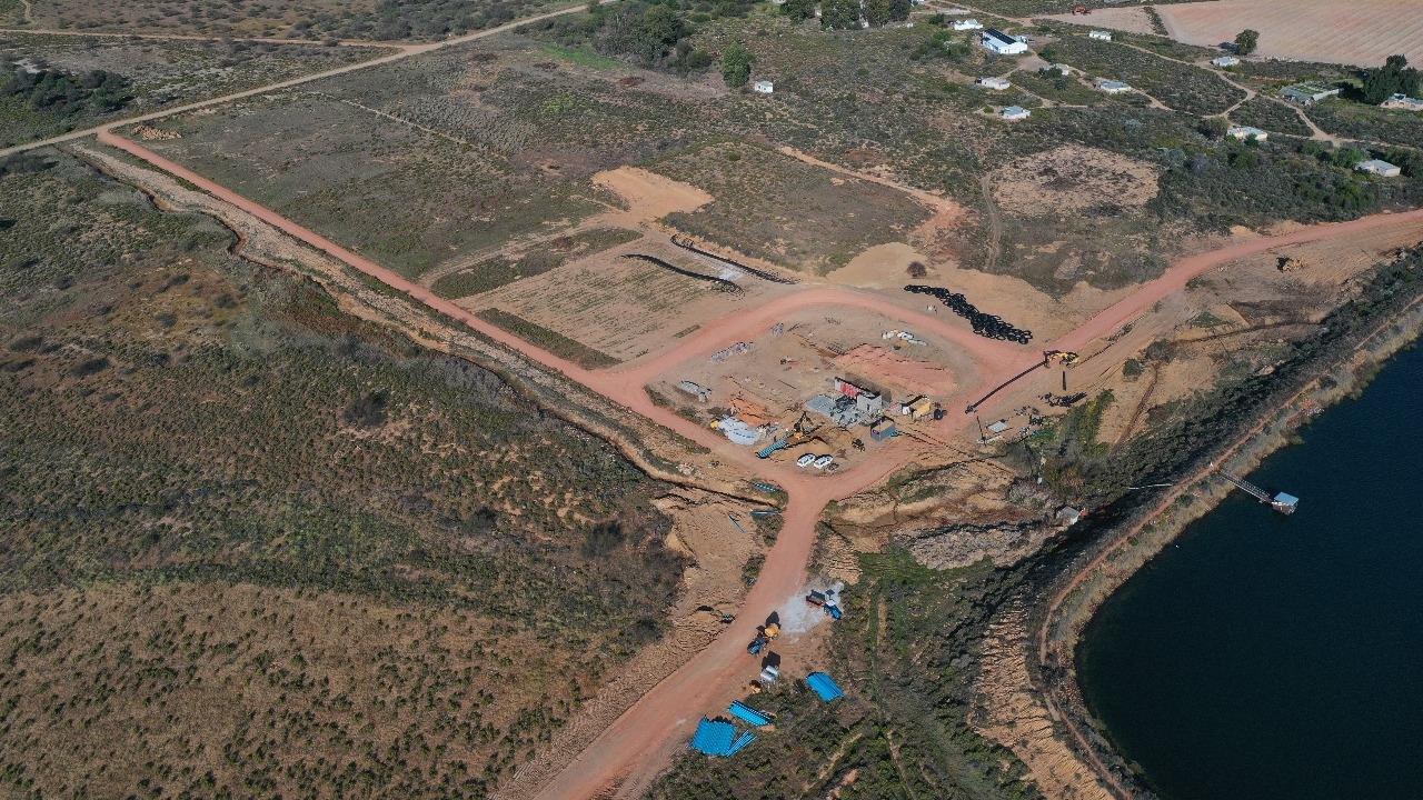 Aerial photo showing irrigation project development