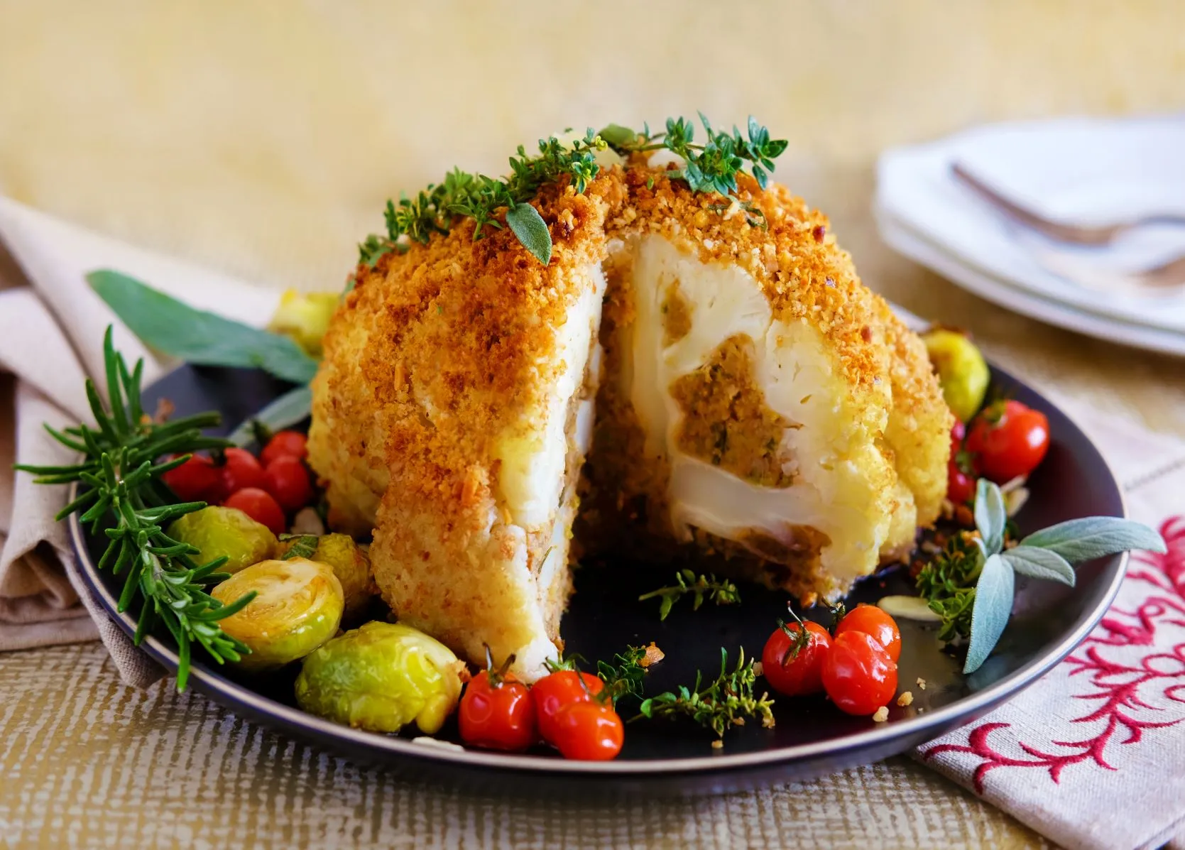Vegan Christmas Stuffed Cauliflower Recipe by Veggie Vision | Veggie Vision